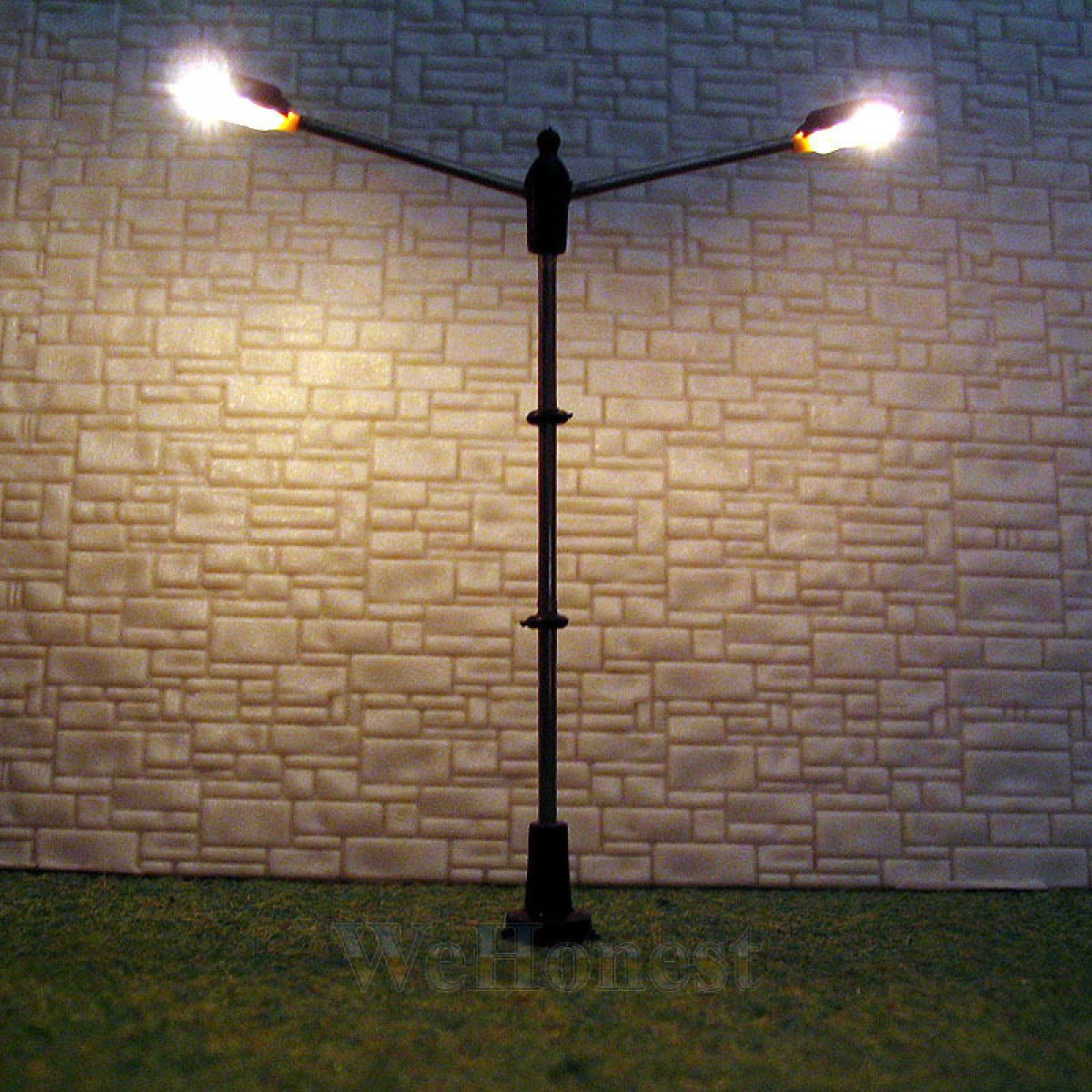 3 x  HO scale Model Lampposts 2 heads Lamps 6V street lights #R14-7